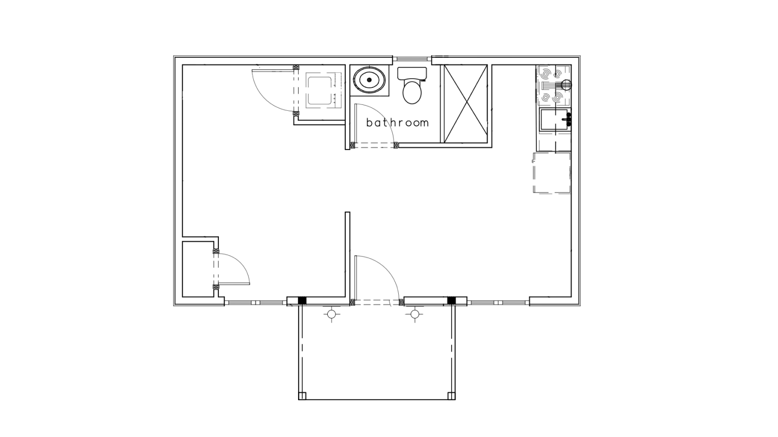 Top view of an architectural floor plan of a detached additional residential unit