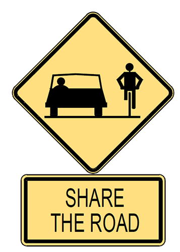 Share the road sign