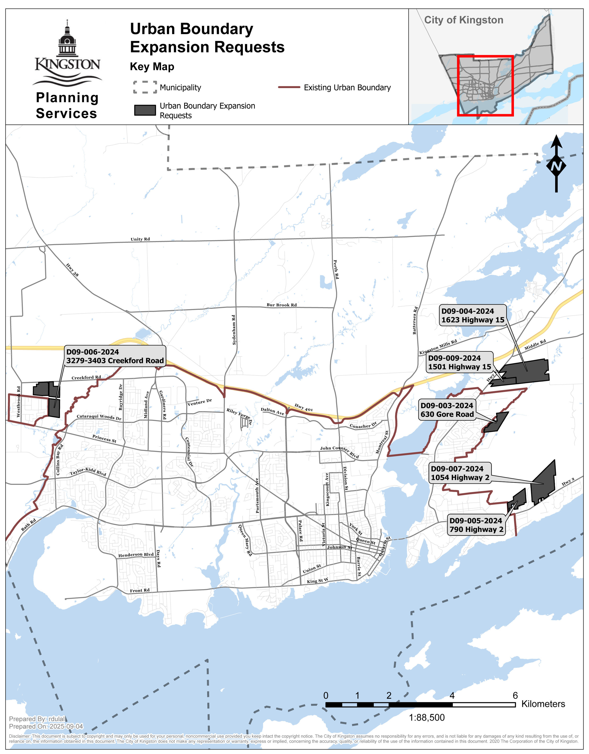 Urban Boundary Expansion Requests map
